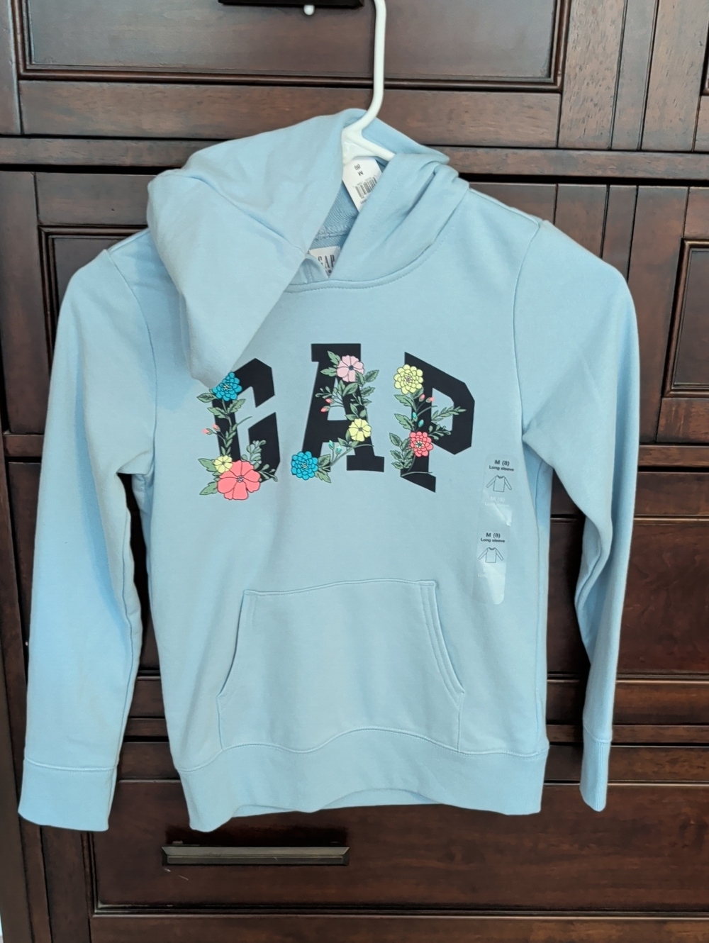 GAP Light Blue Floral Logo Hoodie for Kids